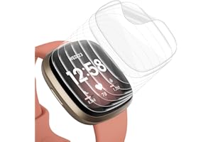 Tuocal 8 Pack Screen Protector Compatible with Fitbit Versa 4 Screen Protector/Fitbit Sense 2 / Fitbit Versa 3 / Fitbit Sense, Soft TPU Support Fingerprint Sensor Anti Bubble Scratch Resist Cover