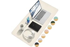 Giecy Tapis de Bureau, sous Main Bureau en liège et Tapis de Souris Gaming en Cuir PU, antidérapant, imperméable, Protege Bureau Desk Mat pour Le Bureau et la Maison (Beige, 80x40cm)