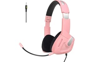 NEEDONE Cuffie con microfono e cablate per bambini PC Gamer Cuffie da gioco per bambini con microfono PS4 PS5 Xbox One Nintendo Switch Fortnite Computer Laptop Smartphone Head Set Stereo Bass Sound LED rosa