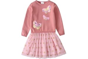 VIKITA Niñas Vestidos Algodón Suéter de Manga Larga Vestido Invierno 2-8 Years