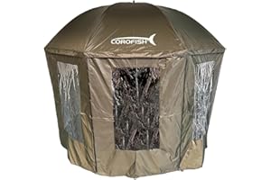 Corofish Schirmzelt 300cm mit Reißverschluss und 360° Seitenteil Anglerschirm