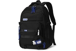 Amythe Zaino Scuola Media e Superiore Ragazza Ragazzo, Zaino Viaggio Donna Zainetto Casual Moda Impermeabile Grande, Zaino per Laptop da 15.6 pollici, Nero