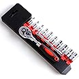 YWHWXB 12 Pieces 1/4” Drive Socket Set with Quick Release Reversible Ratchet Wrench and Extension Bar, Metric SAE Mechanic Tool Kit