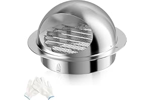 Hon&Guan 120 mm Griglia di Ventilazione Rotonda in Acciaio Inox con Rete Anti Insetti, Griglia Aerazione Tonda Griglia Di Scarico da parete per Cucina, Camino, Parete Cappa D'aria, Protezione Meteo