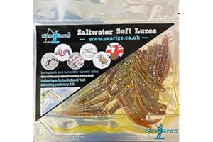 SEARIGS Bass Fishing Worms, Soft Plastic, Drop Shot, Soft Plastic Baits, Bass Fishing Lures, baits, Soft Worm Lures, Suspended in Natural Ragworm Sea Fish Attractor x24 Mixed colours