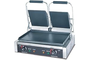 Ristoattrezzature - Piastra Panini Elettrica - Liscia/Liscia - Griglia Professionale Doppia per Ristoranti e Bar - 57x37x21 cm - 3.6 kw