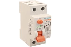 A2ZWORLD Interrupteur différentiel pur type B 300 mA, sauveteur type B 63 A, RCCB 1P+N 10 kA 220 V, 2 modules DIN, série PR8 HM électromagnétique, certifié IEC61008-1