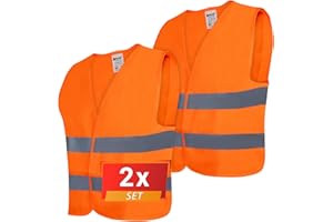 ‎PROOF COMFORT&SAFETY PROOF COMFORT & SAFETY Warnweste Auto Reflektorweste Leuchtweste Fahrrad Fahrradweste Reflektierend Sicherheitsweste Reflektierende Weste Unfallweste Pannenhilfe 2 Stück Leuchtend Orange XL