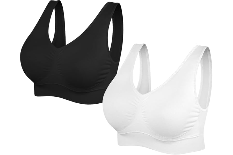 SIMIYA Super Comfort Bra, Womens Sports Bras Removable Pads Plus Size Sleep Bras for Girls in Yoga Bralette Leisure Stretch Crop Tops Vest