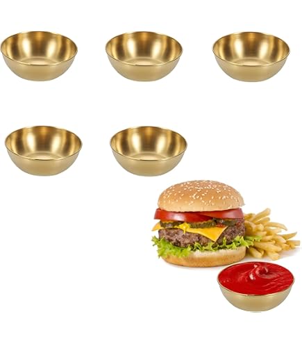 6 Mini Bols En Acier Inoxydable Doré - Pour Sauces, Tapas, Épices, 8x3cm