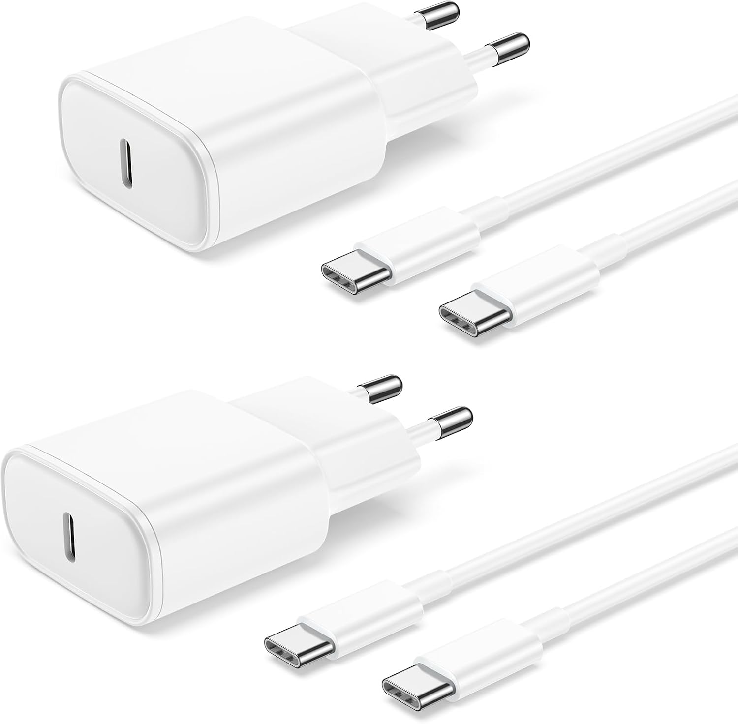 Cargador iPhone 17 16 15, 2Pack Carga Rapida iPad Cargador USB C 20W Enchufe con 2M Tipo C Cable para iPhone 15/16/17/Pro/Plus/Pro max/17Air/17Plus/16Pro/iPad Pro/Air/Mini Carregador Rapido Adaptador