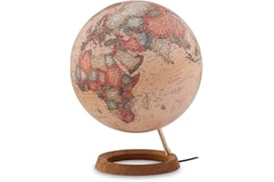 Tecnodidattica – Mappamondo Atmosphere FC1, luminoso, girevole, base in legno di Rovere, cartografia Stile Antico, diametro 30 cm