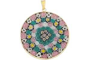 Glass Of Venice Colgante Millefiori Grande con Marco Chapado en Oro de 36 mm