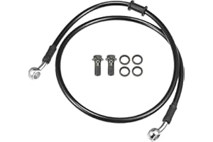 Motoforti Universal Brake Hose Motorcycle ATV Dirt Bike Motocross Braided Hydraulic Brake Line Oil Hose Pipeline, 90cm, Durable, Metal, Black Silver Tone, 1Set