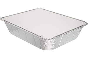 EURO CLASSIC Pack of 10, Extra Deep Rectangular Disposable Aluminum Container Pans with Lids ~ Foil Trays with Lids ~ Good for Baking, Cooking, Storing and Freezing ~ 25 x 30cm (10 x 12 inch)