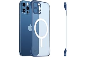 FAOMSEBS Magnetica Senza Bordo Cover per iPhone 12 Pro per MagSafe [Magnetico Potente] (Sensazione di Metallo Nudo) Custodia Slim Opaca Traslucido Antishock per iPhone 12 Pro Cover Magnetica, Blu