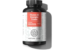 NATURE LOVE® Flusso di Energia Uomo 90 capsule con estratto di tribulus terrestris e maca, L-arginina, L-citrullina, zinco, folato, vit. C - Alto dosaggio, vegano e testato in laboratorio