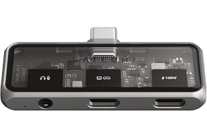 ‎SATECHI SATECHI 4 W 1 USB C Mobilny Hub, 4K HDMI, Ładowanie PD 100W, Transfer Danych 10Gbps, Gniazdo Audio 3,5 mm, Kompaktowy Adapter, do iPad Air, MacBook, Switch OLED i innych