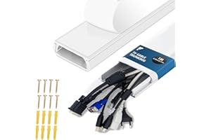 shinfly TV Cable Trunking 1m – PVC Wire Tidy for Wall Wire Cover, Hides 1~10 Cables, Self-Adhesive Cable Trunking – Ideal for TV Installation – 39.37in(L) x2.36in(W) x0.71in(H) - White