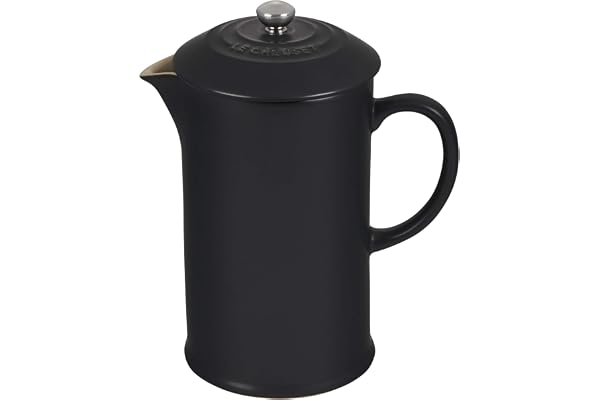 LE CREUSET Cafetière avec Piston en Inox, 1L, Céramique, Noir Mat, 91028200000000