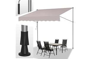 Joparri Tenda da Sole per esterno a Bracci con Manovella 400x120x200-300cm, regolabile in altezza, resistente ai raggi UV50+, Senza Forare, in metallo e 100% poliestere, Beige