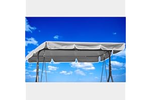 VWACBOAW Hollywood Swing Roof Cover, Replacement Roof Hollywood Swing 210 x 145 cm, Waterproof, Windproof, Tear-Resistant, Polyester Cloth, Anti-UV, Dustproof (250 x 190 cm, Grey)