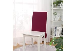 Bestenrose Stuhllehne Stuhlhussen Stretch Stuhlrückenabdeckung Jacquard Rückenlehnenbezug mit Rock Stretch Abnehmbare Waschbar Universal Stuhlhussen Rückenlehne für Esszimmer Hotel (Weinrot, 2er Set)