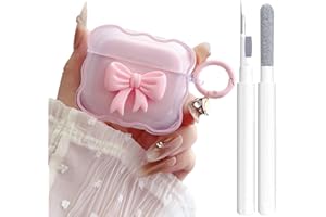 OTOPO Cute AirPods 4 Clear Case Pink, Girly 3D Bow Design Soft TPU Protective Shockproof Kawaii Apple iPod 4th Generation Cover with Cleaner Kit & Keychain Girls Women