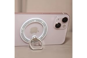Mindsky Magnetischer Griff für Magsafe，Magnetischer Ringhalter für iPhone 13 12 Magsafe Zubehör Verstellbarer Handy Fingerhalter & Handy Ständer (Glitzer-weiß)