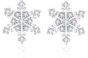 LINSTER Orecchini a Fiocco di Neve da Donna Argento Sterling 925 con Zirconi Cubici Neve Orecchini Pendenti Gioielli di Natale Regali per Donne
