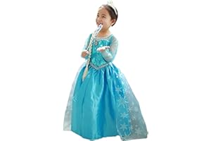 ELSA & ANNA Robe Princesse pour Filles - Déguisement Reine des Neiges pour Filles - Robe Princesse Filles pour Fêtes, Anniversaires, Déguisements & Halloween - Deguisement Robe de Princesse - 3-4 ans