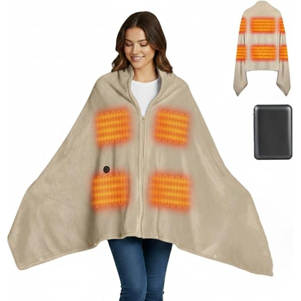 USB-Heizdecke 150x80 Cm – Kabellos, 3 Temperaturstufen, Mit Akku Für Camping, Büro & Zuhause