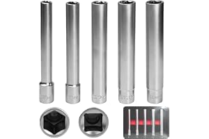 RowGlow 5 st hylsor glödstift 8 mm 10 mm 12 mm 13 mm 14 mm 3/8 tum hylsa 8 10 12 13 14 mm sexkant 3/8 tum lång 120 mm hylsnyc