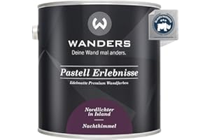 WANDERS24 Wanders Pastell Erlebnisse 2,5L - Nachthimmel/Dunkles Lila - Edelmatte Wandfarbe! Küchenmöbellack und Möbelfarbe. Kreidefarbe für Holz & mehr. Hohe Deckkraft, schnell trocknend