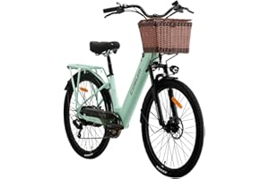 cysum X-City - Bicicleta eléctrica de 26 pulgadas para adultos, bicicleta eléctrica para mujer, batería extraíble de 48 V, 10,4 Ah, autonomía de 25 km/h y 80 km, urbanos Commuter E-Bike