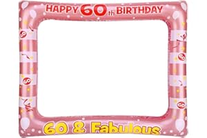YAAVAAW 60th Birthday Photo Booth Props,Rose Gold Inflatable Selfie Frame Picture Frame,Giant Inflatable Party Photo Booth Frame 60th Birthday Decorations for Girls Party Decor Supplies Womens Favor Gift