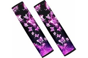 Dolyues Comfy Soft Seat Belt Covers for Women Girls, Purple Beautiful Butterfly Neoprene Seat Belt Shoulder Pads, Universal Womens Car Accessories Seatbelt Cover for Cars/SUV