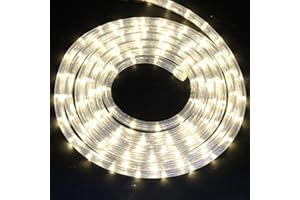 HEGEHE Striscia LED da esterno 10M, Corda LED da 36 LEDs/m, Tubo fluorescente da interno 220V, Tubo arcobaleno LED flessibile impermeabile IP65 con illuminazione a 360° [Bianco caldo]