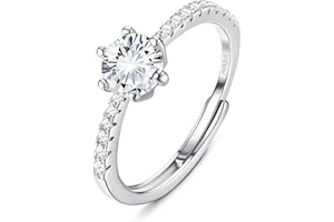 JeweBella Bague Femme en Argent 925 Réglable Bague Argent Femme Bague Zircone Cubique Brillant Bague Fiançailles Femme Bague Promise pour Mariage Alliance Bijoux Femme