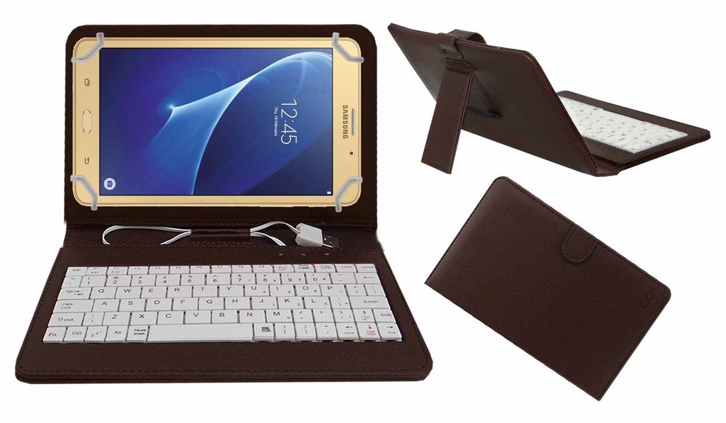 Acm USB Keyboard Case Compatible with Samsung Galaxy J Max Tab Tablet Cover Stand Study Gaming Direct Plug & Play - Brown