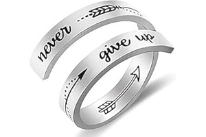 Gleamart Inspirational Ring Stainless Steel Engraved Keep Going Ring Gift