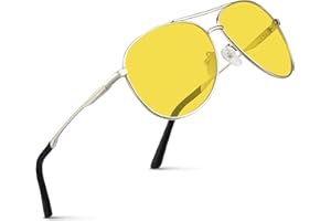 wearPro Lunettes Conduite de Nuit pour Homme et Femme Polarisées Lunette Vision Nocturne Anti-éblouissement Pilote Rétro Jaune Surlunettes UV400 Ultralégères Unisexes