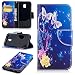Produktbild Samsung Galaxy J3 2017 DUOS Hülle Leder Flip Case Schmetterling Blumen Muster, Samsung J330 Galaxy J3 2017 DUOS Lederhülle Protective Cover Ledertasche Handyhülle Wallet Brieftasche Tasche Schutzhülle mit Kartenfach Standfunktion, Blau