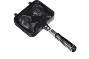 MEETOZ Taiyaki Panqueques japoneses en forma de pescado doble cacerola para hacer tortas gofres en forma de pez para panqueques en forma de pez doble molde para el hogar DIY cocina fiesta postre