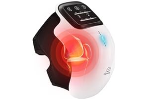 Snailax Masseur de genou sans fil avec chaleur pour l’arthrite gonflement raideur, massage du genou avec 3 températures| 3 modes de massage par vibration| Fonction laser et infrarouge| Affichage LED