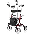 Entros Upright, Stand Up Folding Rollator Walker with Height Adjustable Padded Armrest | Seat with Backrest strap and 8’’ Front wheels | Rollator Walker for Old People, Handicap & Patients | EHS5037B