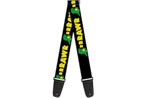 Buckle-Down GS-W31825 pasek do gitary rastrowany dinozaur czarny zielony żółty 5 cm szerokości, 2 cm * 140 cm * 5 cm