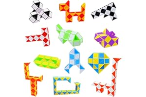 Mesybveo 12 Pezzi Serpente Magico, Serie di Puzzle della Bacchetta contorta, Giocattolo Pieghevole Righello Magico, Giocattoli intellettuali per Bambini, per Regali di Compleanno, Regali di Festa