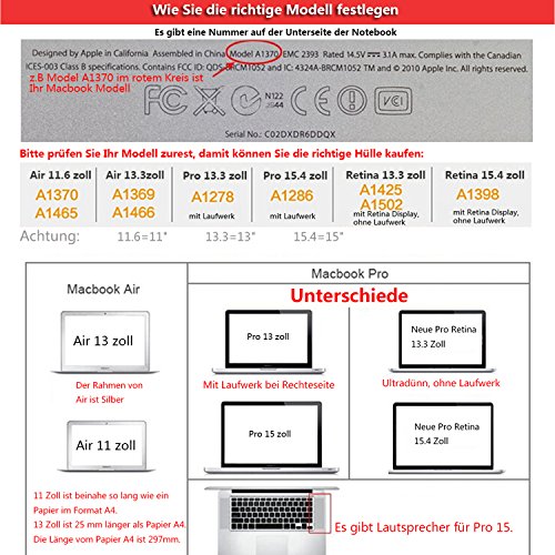 tinxi® Zweiteilige Matte Gummierte Harte Schutzhülle für Apple Macbook Air 13,3 Zoll Hülle Cover Schale Schutz Hülle Tasche Case Shell Hard Plastik mattiert rosa - 3