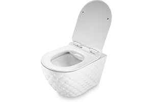 RD Luxury® | Ensemble complet de WC mural suspendu sans rebord de haute qualité en blanc - toilette murale design avec abattant Softclose et couvercle en Duroplast. Inclus : kit d'isolation phonique.